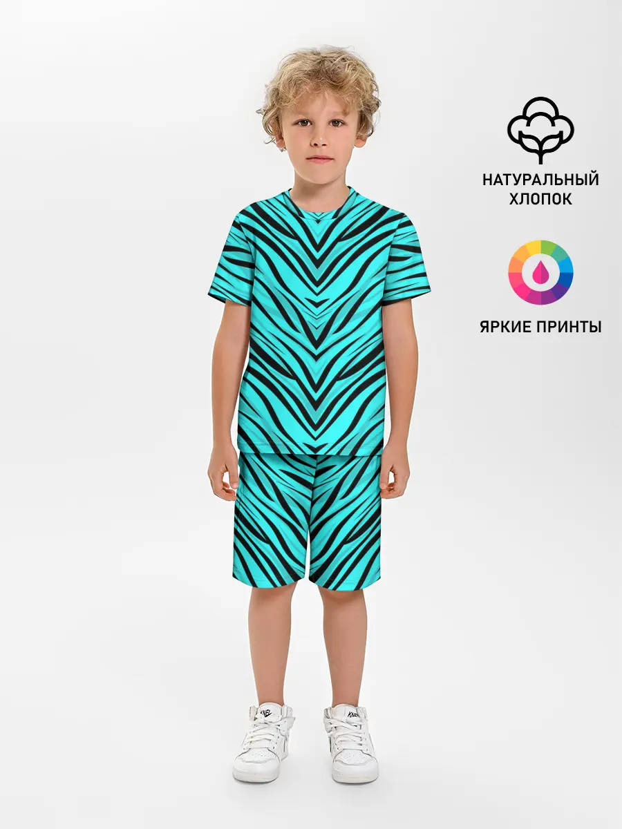 Детская пижама с шортами / Абстратный полосатый узор