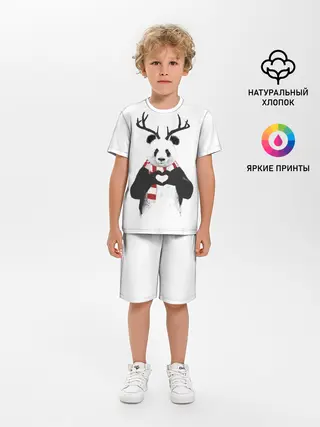 Детская пижама с шортами / Новогодний Панда