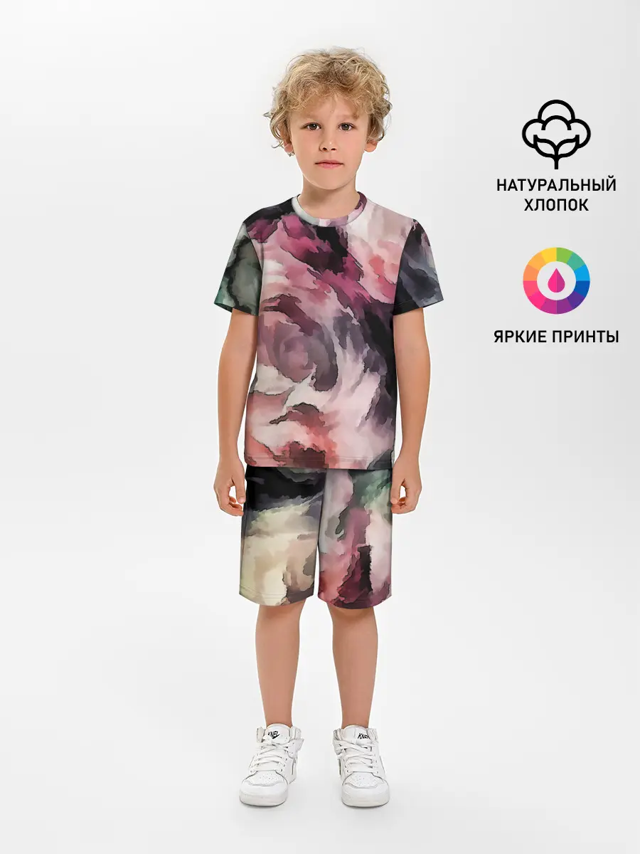 Детская пижама с шортами / Абстрактные розы