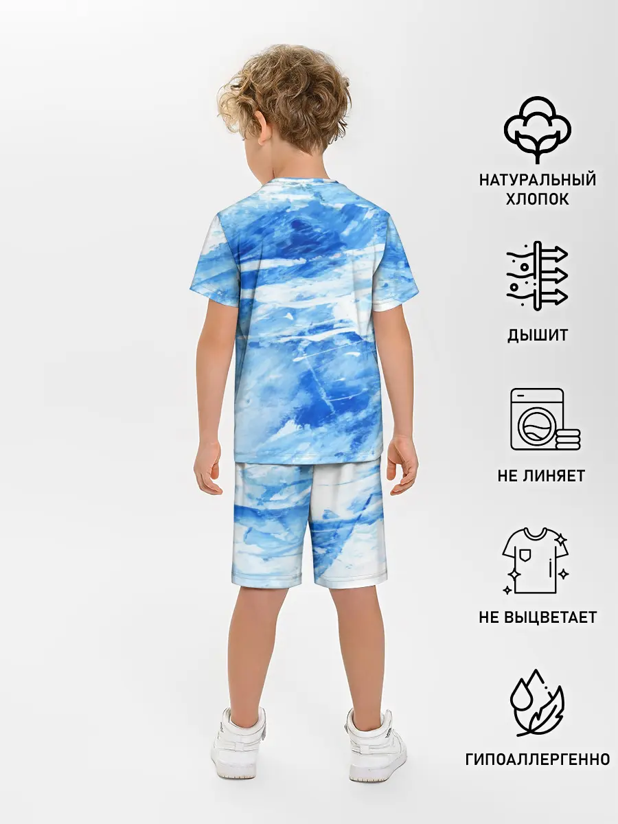 Детская пижама с шортами / Вода акварель