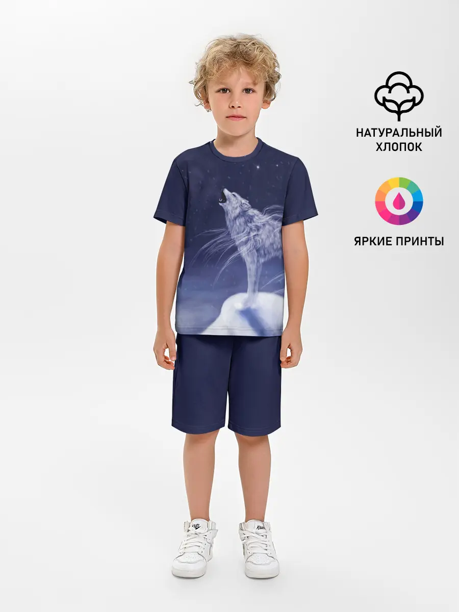 Детская пижама с шортами / WOLF WHITE