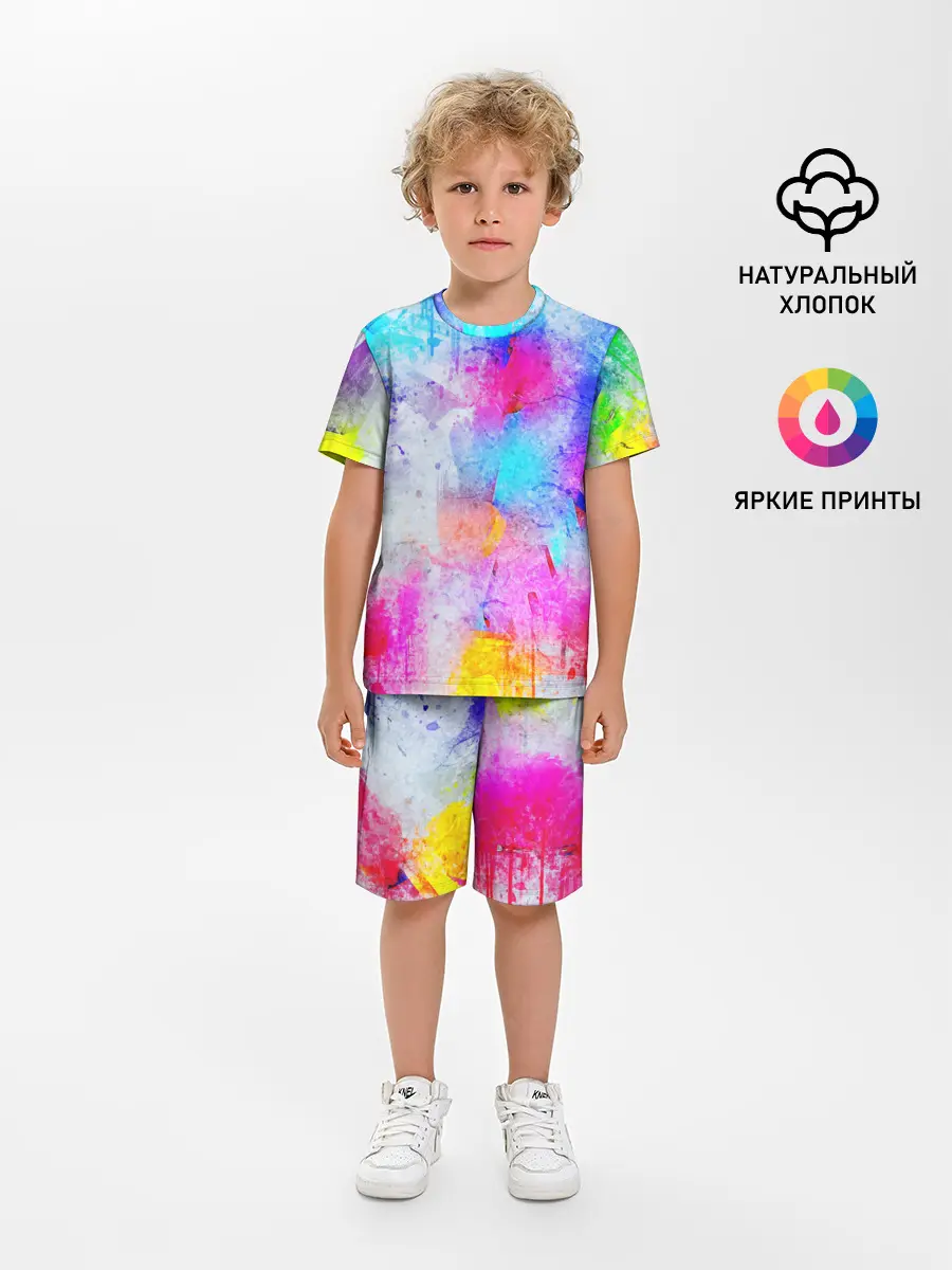 Детская пижама с шортами / НЕОНОВЫЕ ПОТЕРТОСТИ