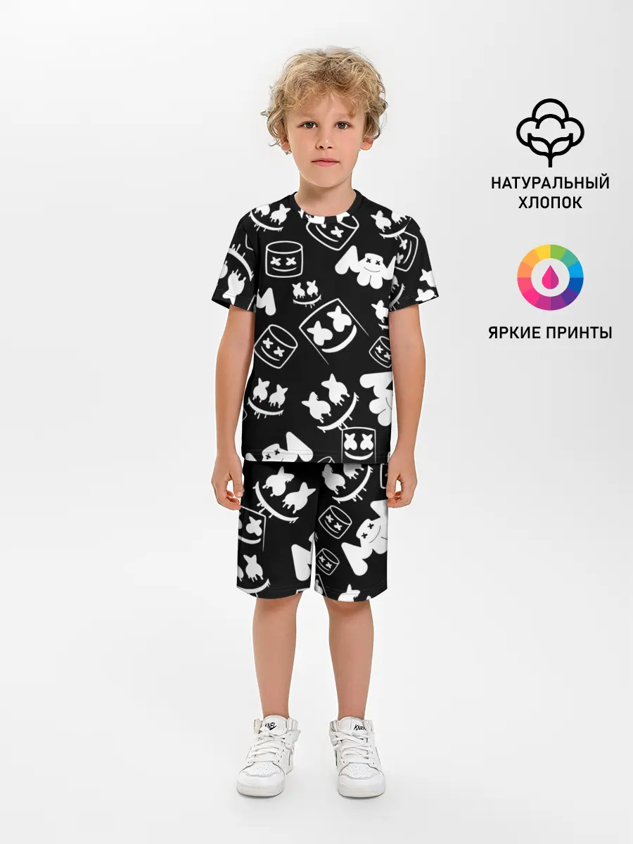 Детская пижама с шортами / Marshmello ЧБ
