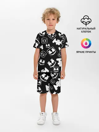 Детская пижама с шортами / Marshmello ЧБ