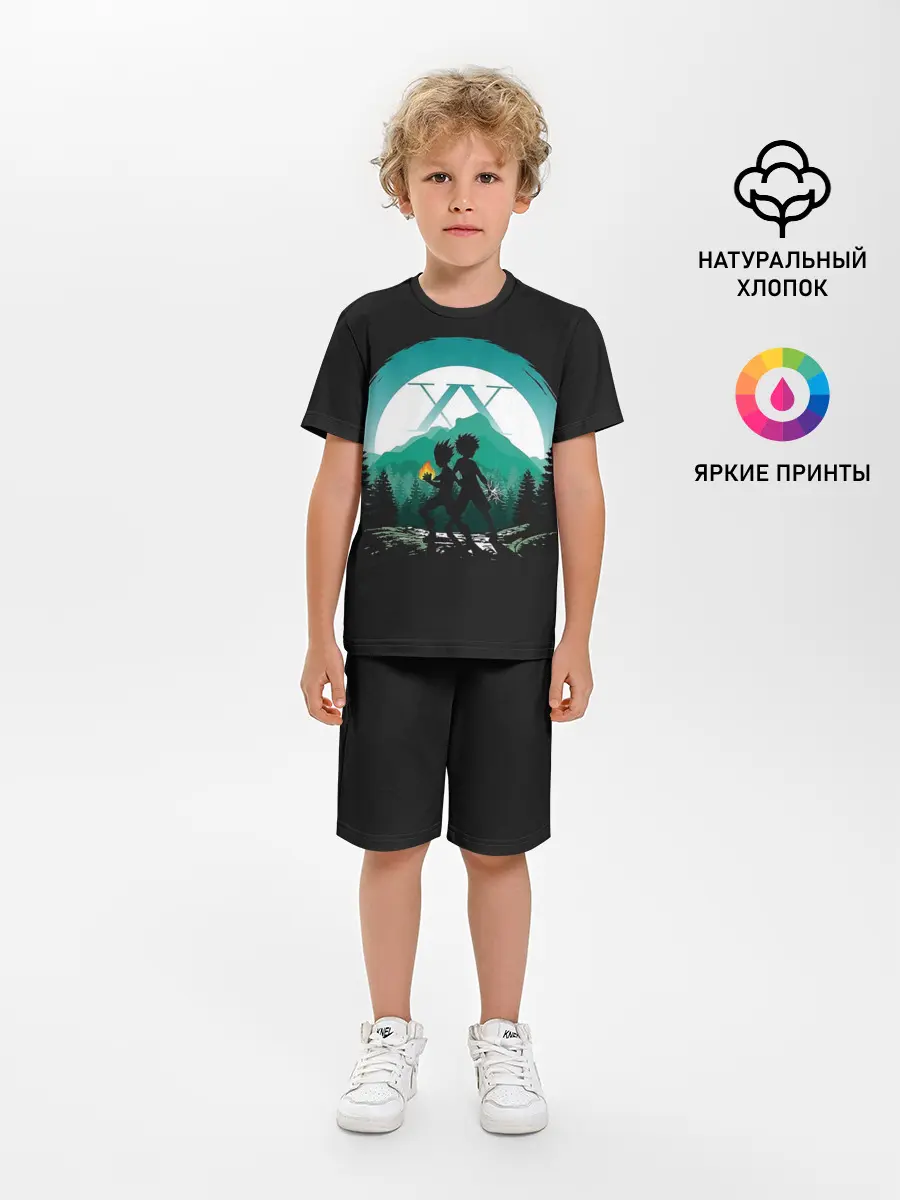 Детская пижама с шортами / HH в круге бирюзовом