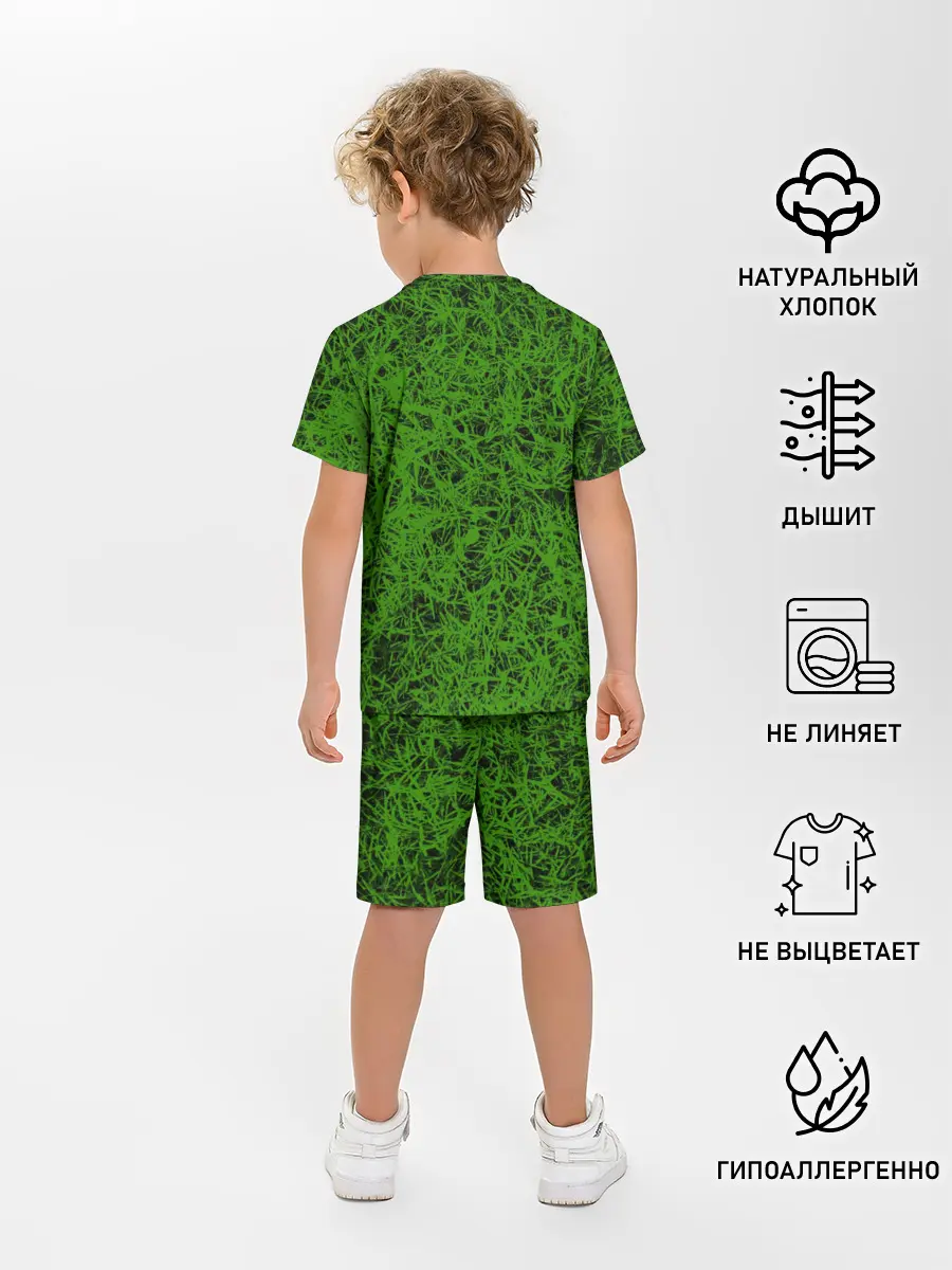 Детская пижама с шортами / зелёный паттерн