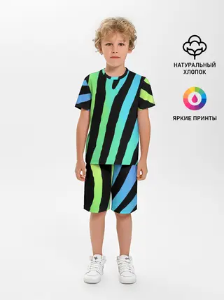 Детская пижама с шортами / Радужная зебра
