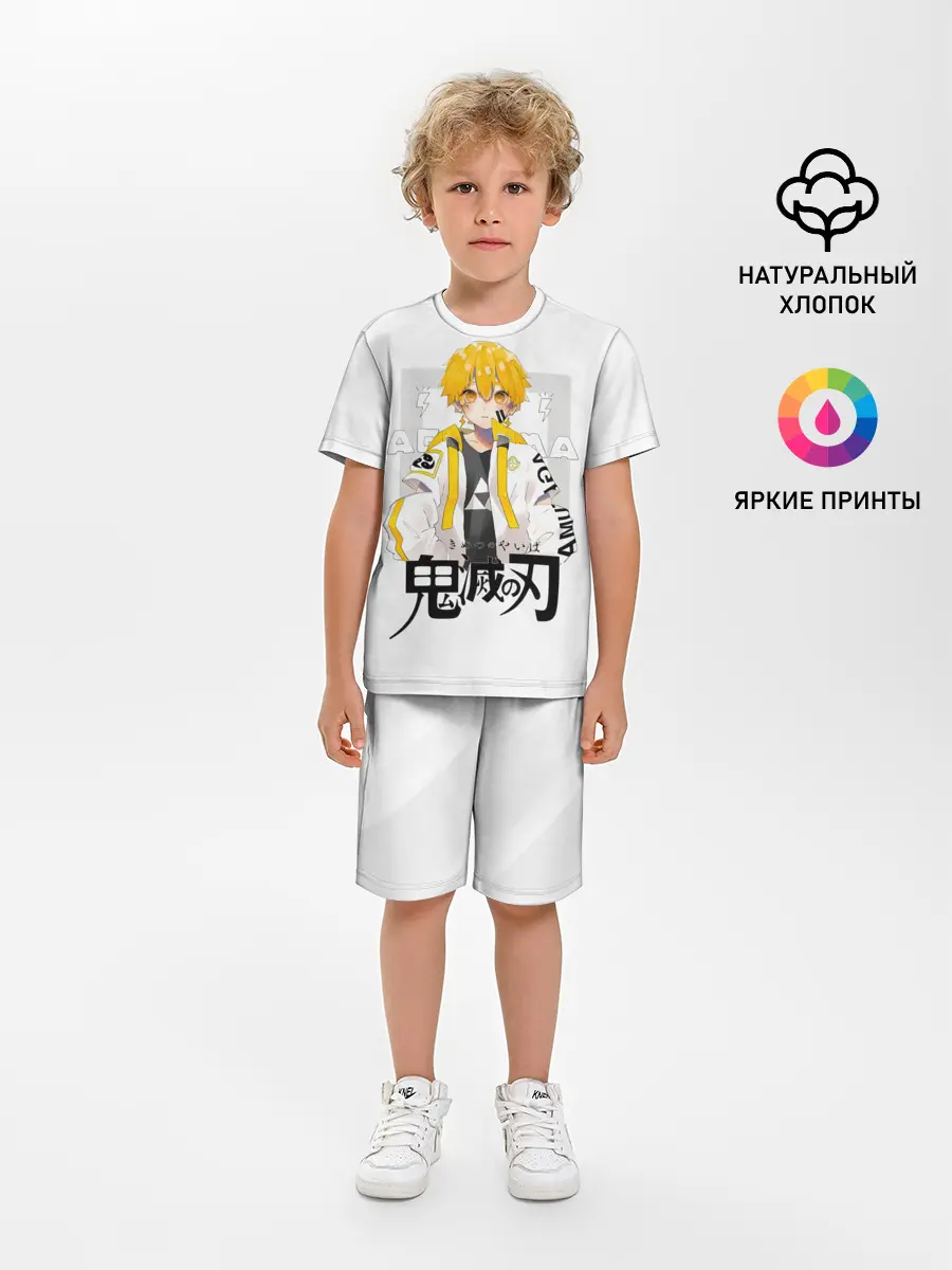 Детская пижама с шортами / Зеницу Агацума Kimetsu no Yaiba