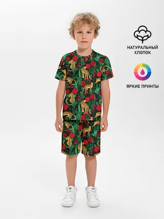 Детская пижама с шортами / Leopards | Леопардовый Паттерн