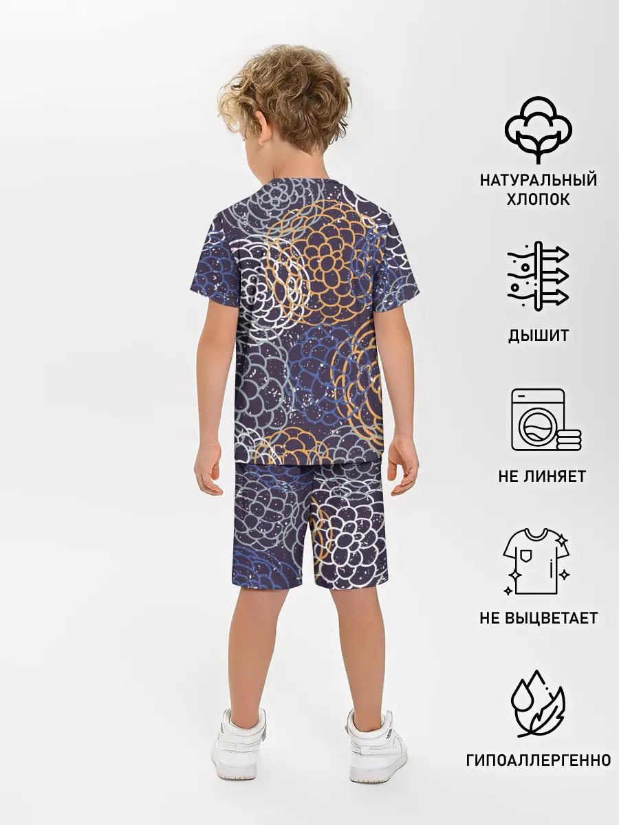 Детская пижама с шортами / текстура японские узоры