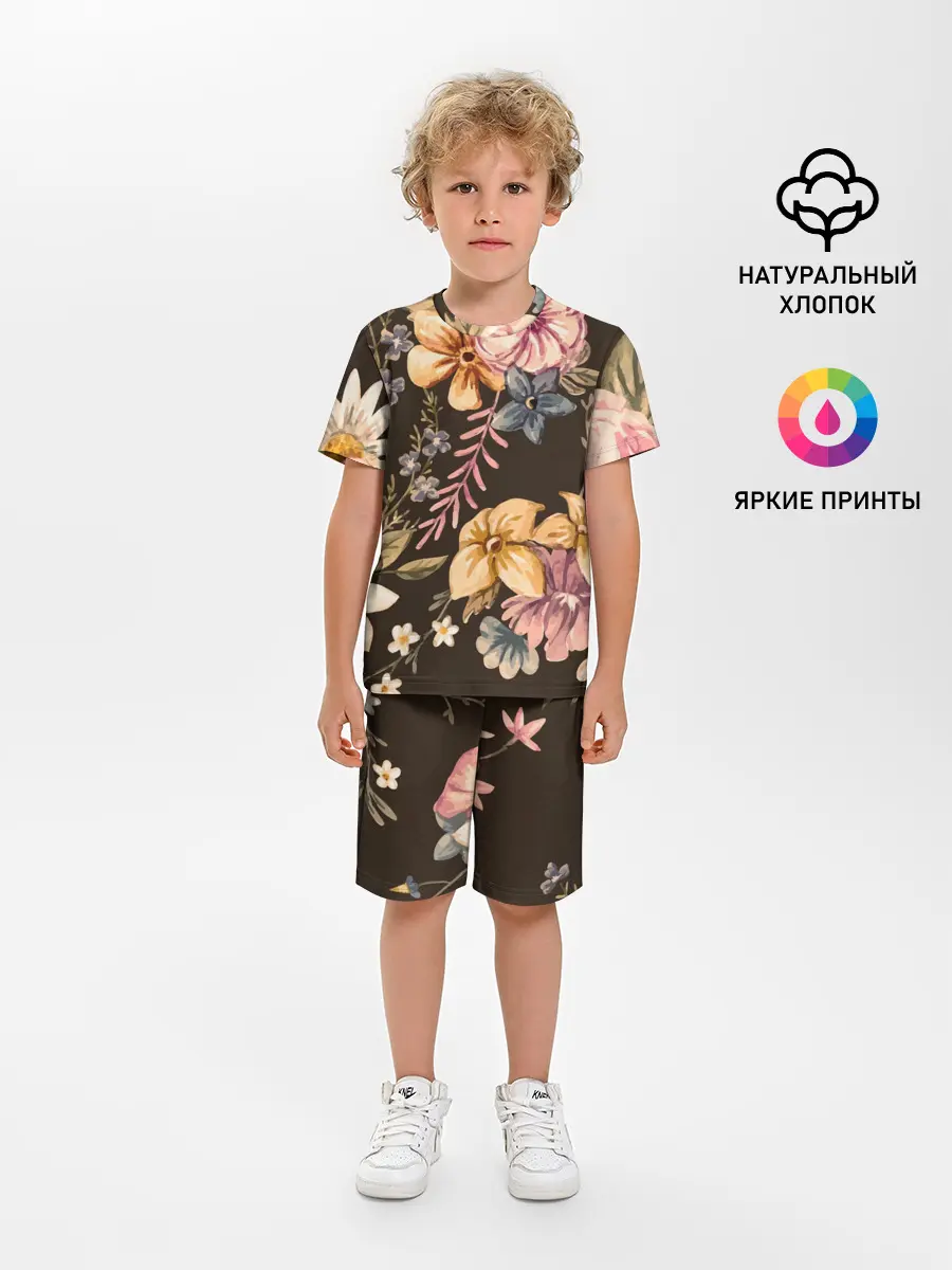 Детская пижама с шортами / цветы