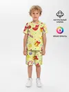 Детская пижама с шортами / Новогодний узор на желтом фоне