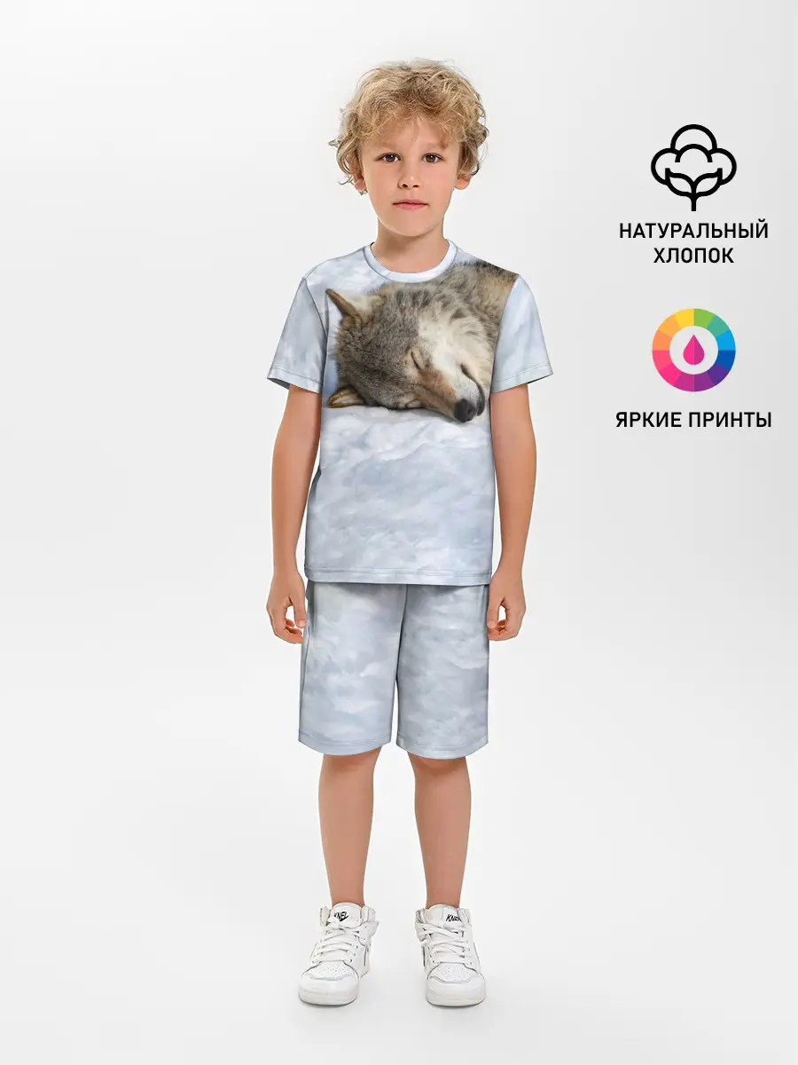 Детская пижама с шортами / Спящий Волк