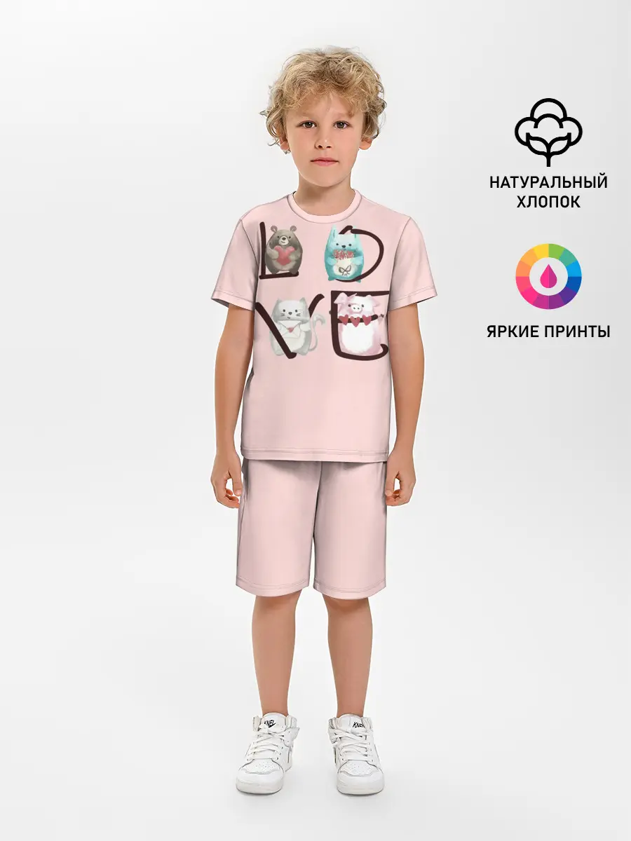 Детская пижама с шортами / LOVE зверушки