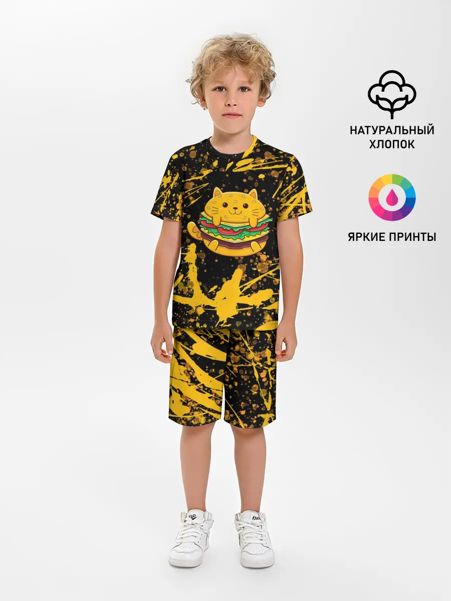 Детская пижама с шортами / Котобургер