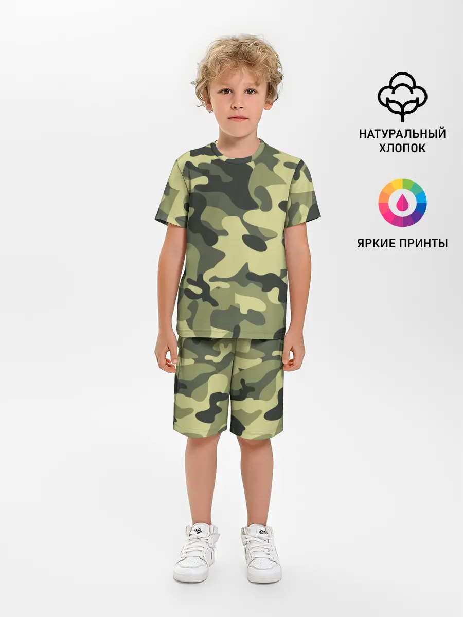 Детская пижама с шортами / Камуфляж Хаки