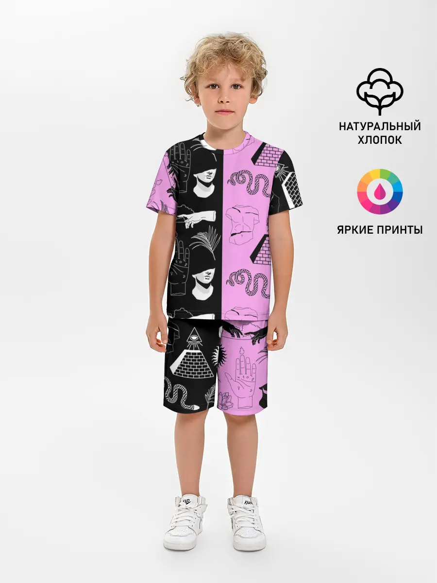 Детская пижама с шортами / руки, статуи