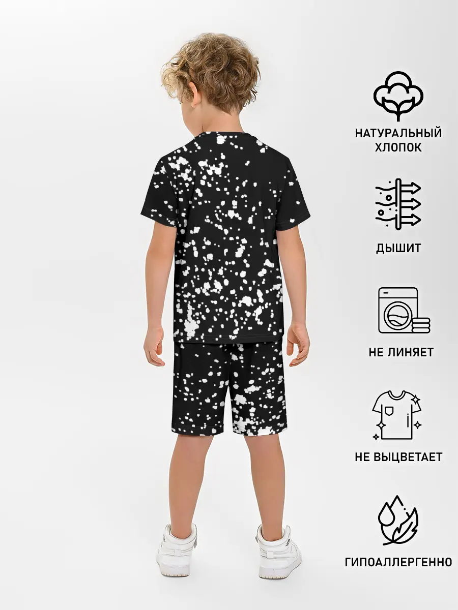 Детская пижама с шортами / Каллиграфия на чёрном фоне