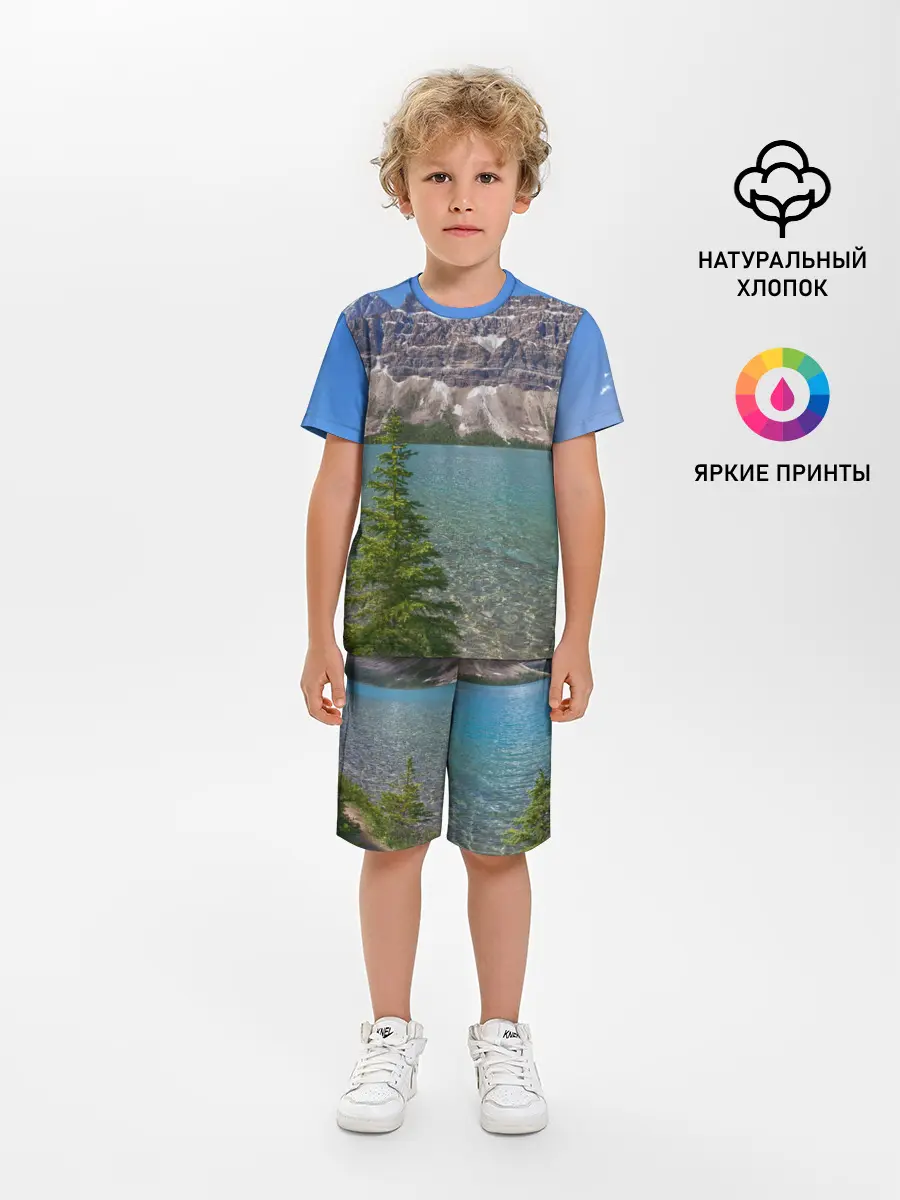 Детская пижама с шортами / Горное озеро