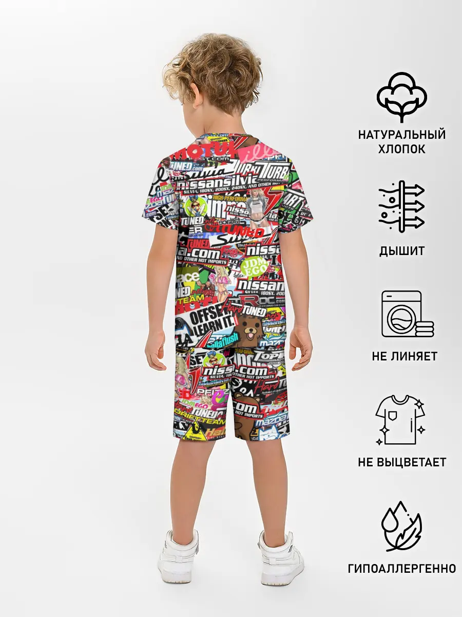 Детская пижама с шортами / Cars Stickerbombing
