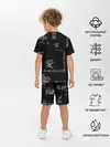 Детская пижама с шортами / Черно-белый паттерн с иероглифами