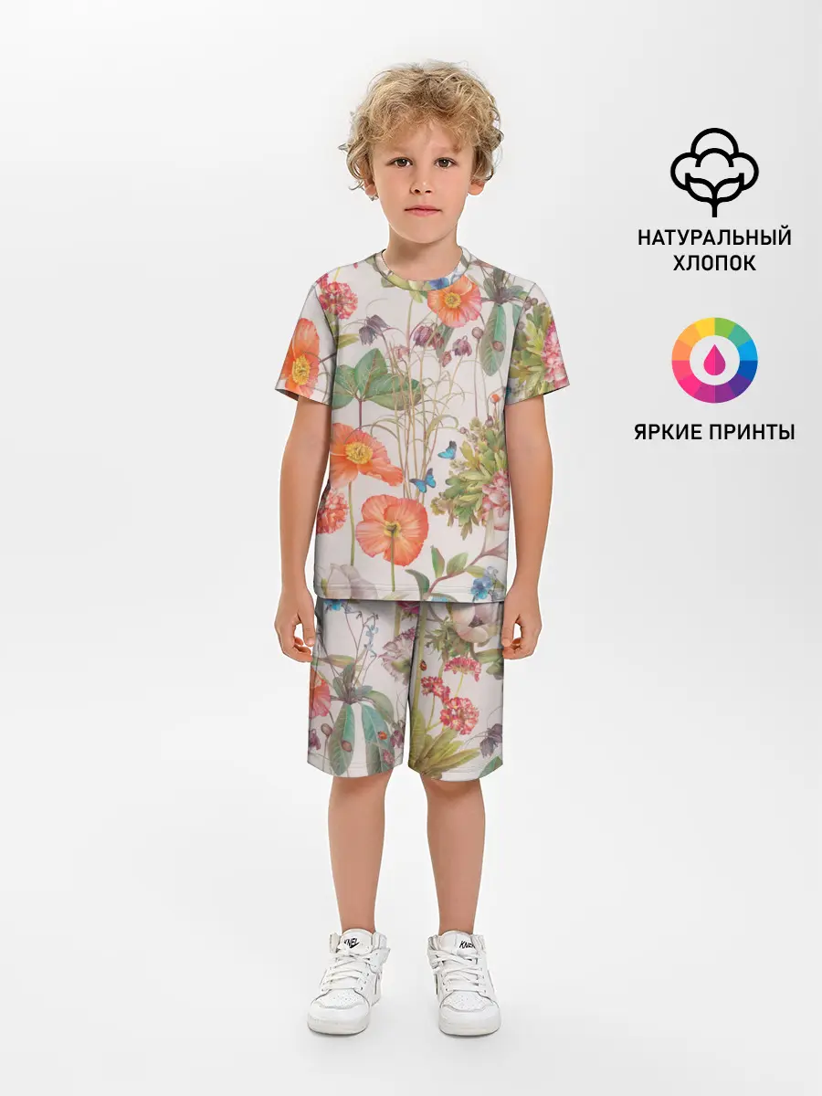 Детская пижама с шортами / Цветы