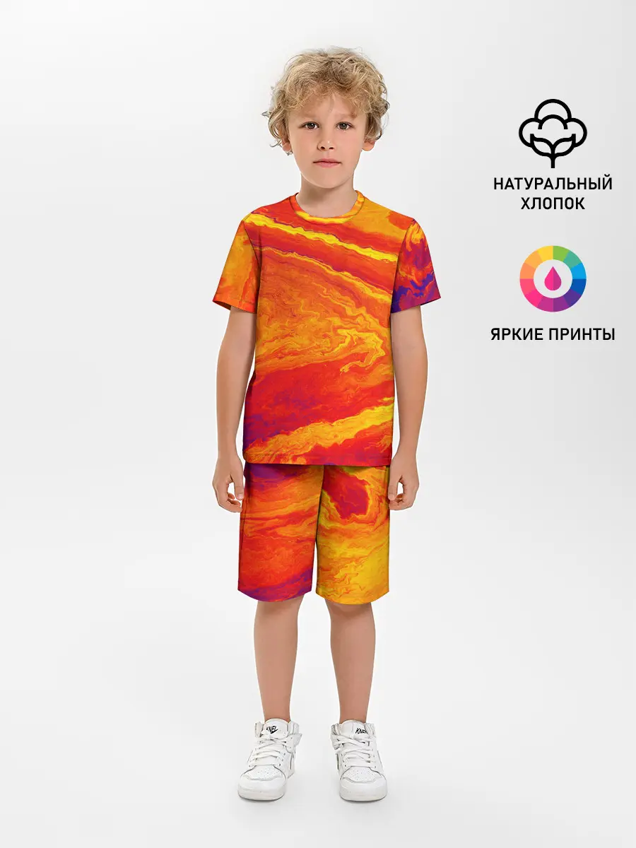 Детская пижама с шортами / ПЯТНО ЮПИТЕРА | ОРАНЖЕВЫЙ ГРАНЖ