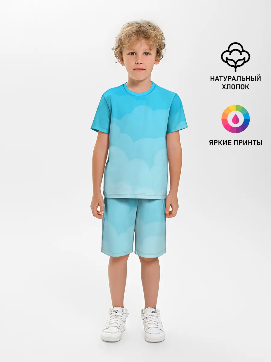 Детская пижама с шортами / Голубые облака