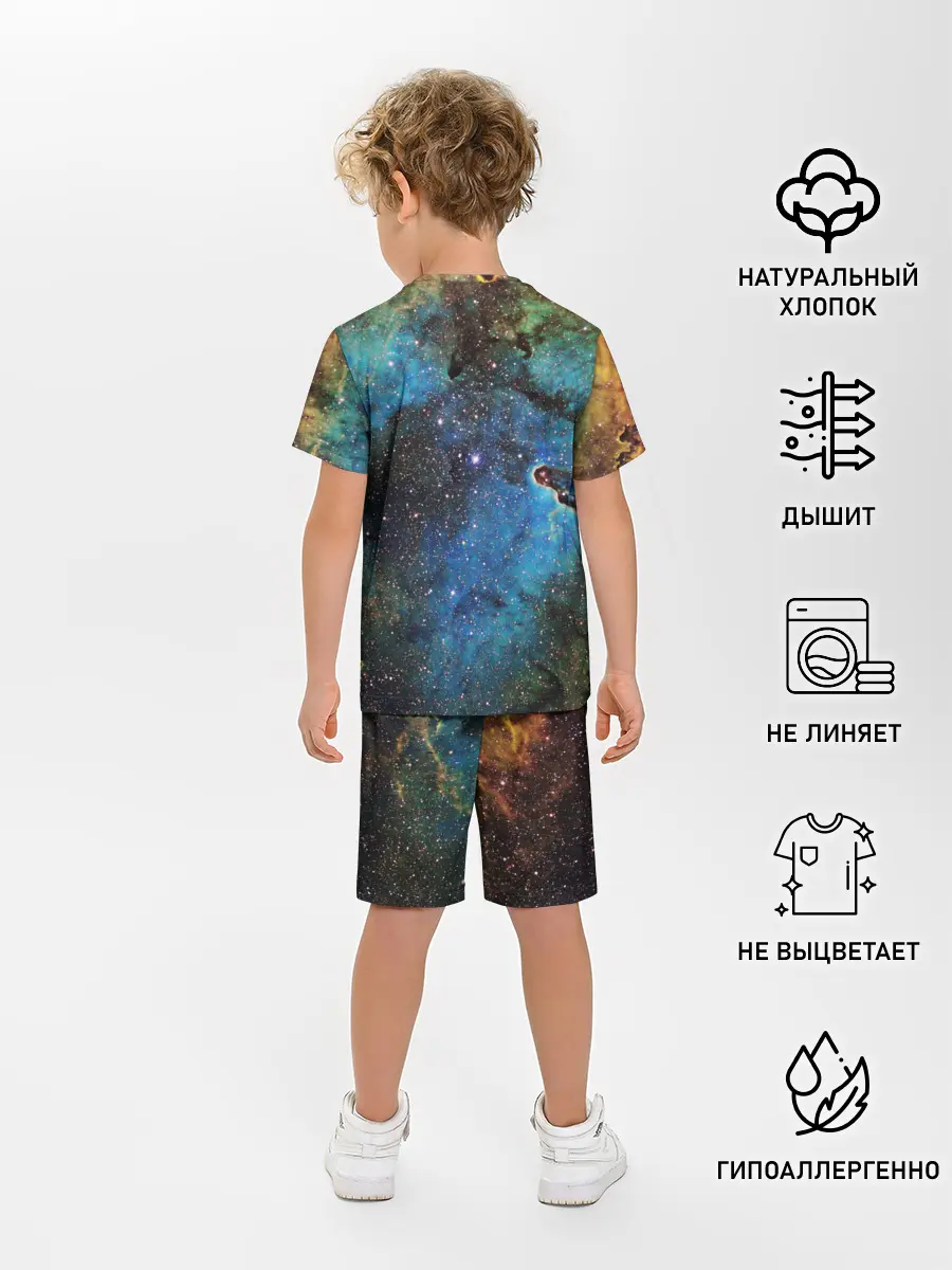 Детская пижама с шортами / Туманный космос