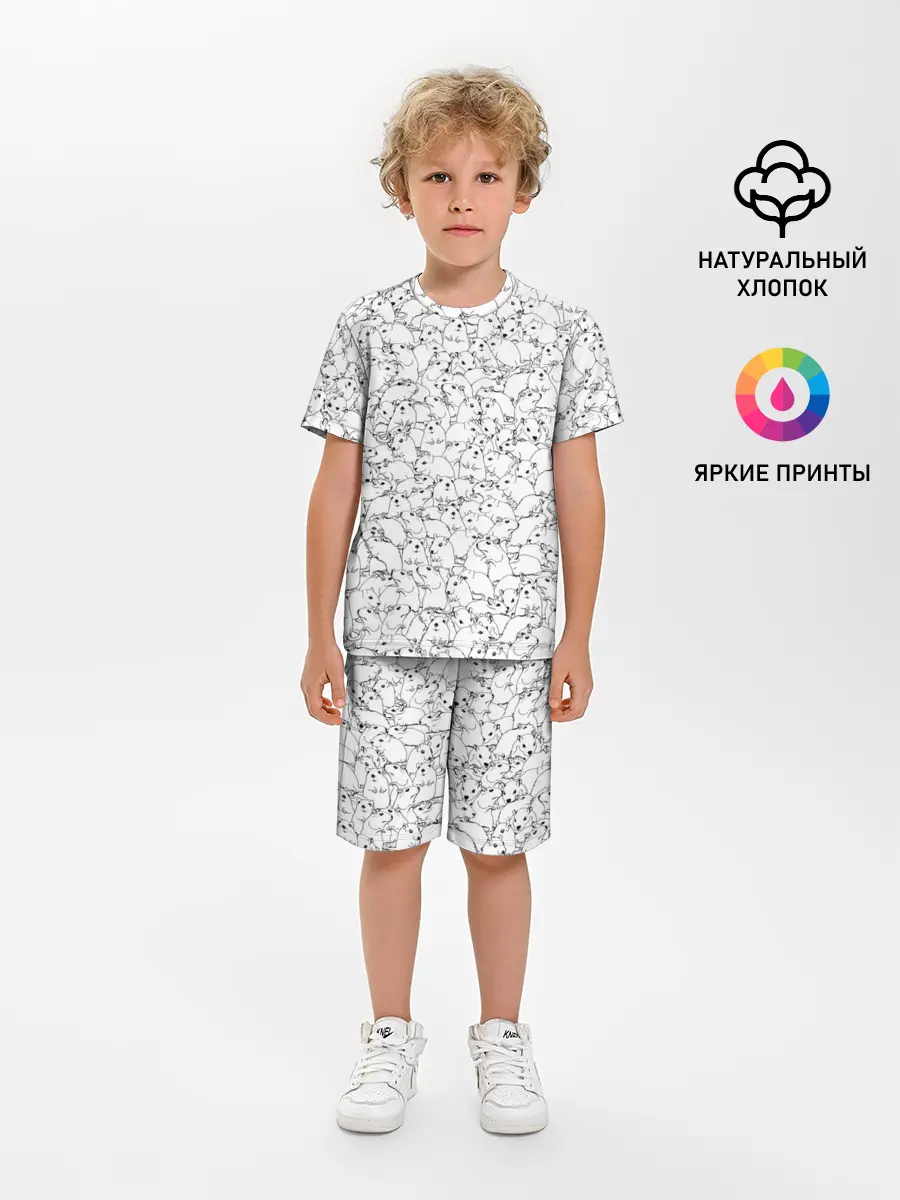 Детская пижама с шортами / Белые мыши