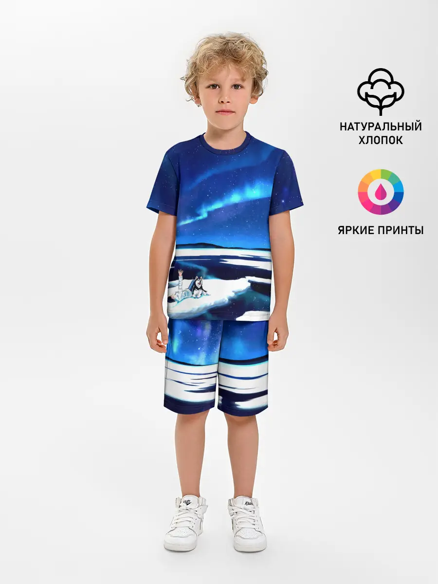 Детская пижама с шортами / Мальчик и Хаски