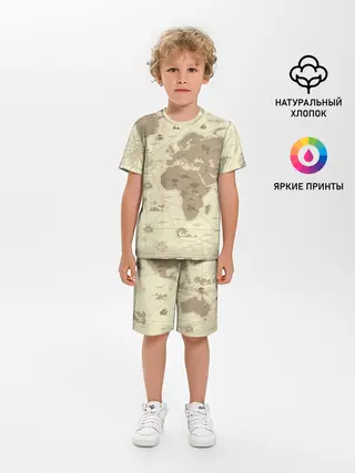 Детская пижама с шортами / Карта мира