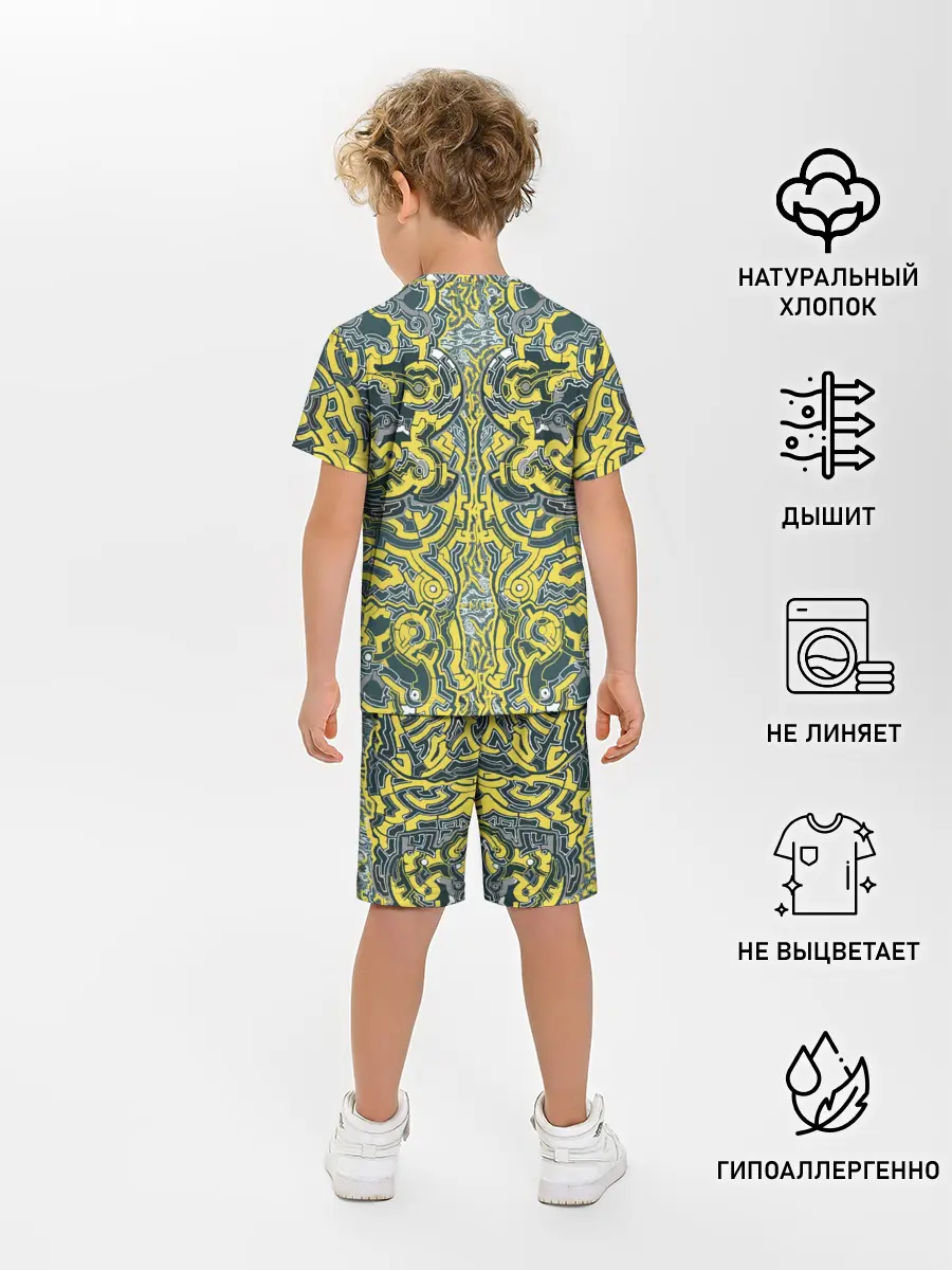 Детская пижама с шортами / УЗОР , ФУТУРИЗМ,