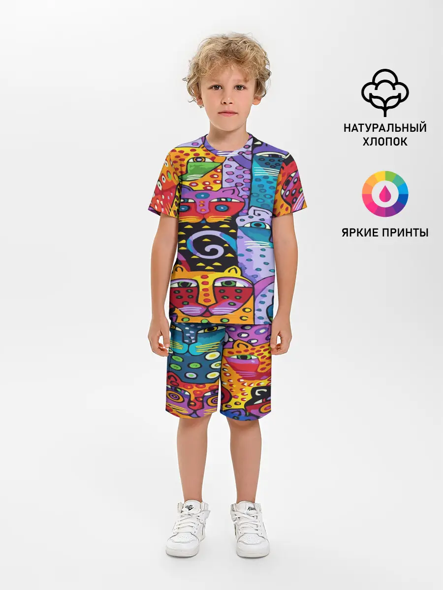 Детская пижама с шортами / КОТЯТА ЖИВОПИСЬ