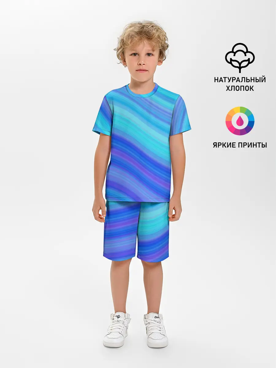 Детская пижама с шортами / Абстракция. Влны.