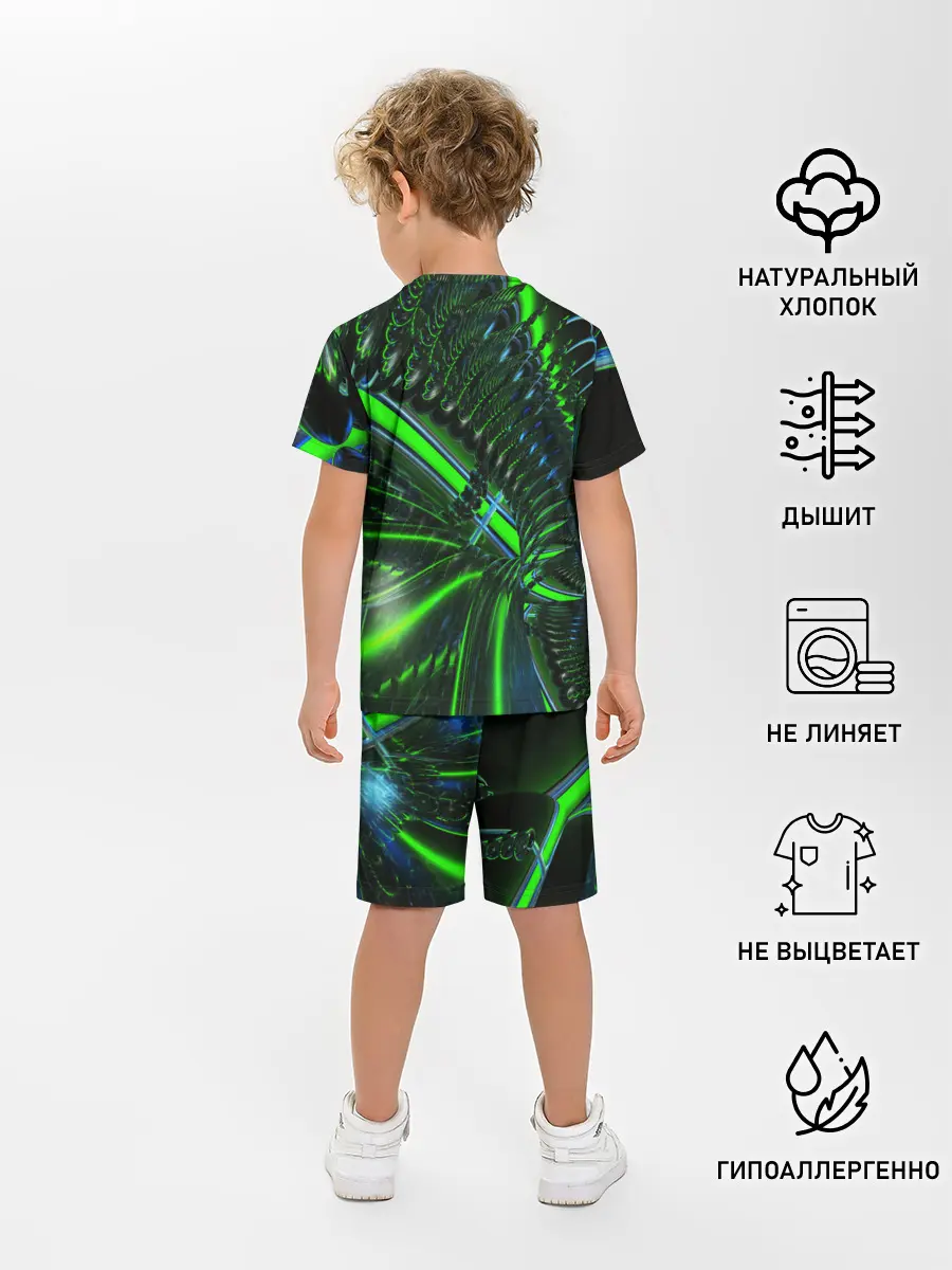 Детская пижама с шортами / DIGITAL NEON GREEN