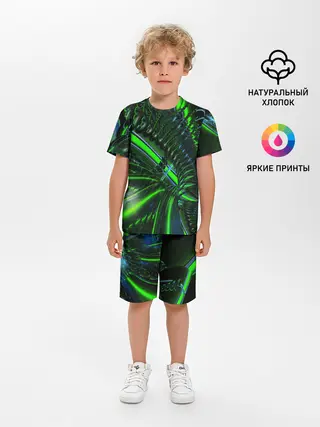 Детская пижама с шортами / DIGITAL NEON GREEN