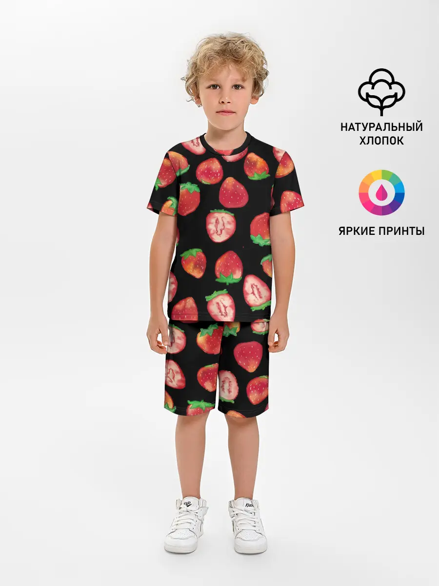 Детская пижама с шортами / Клубничка
