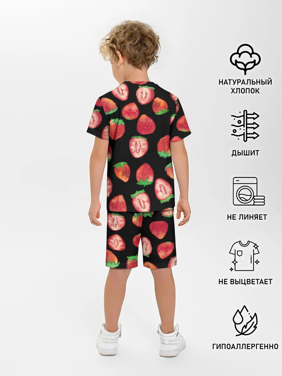 Детская пижама с шортами / Клубничка