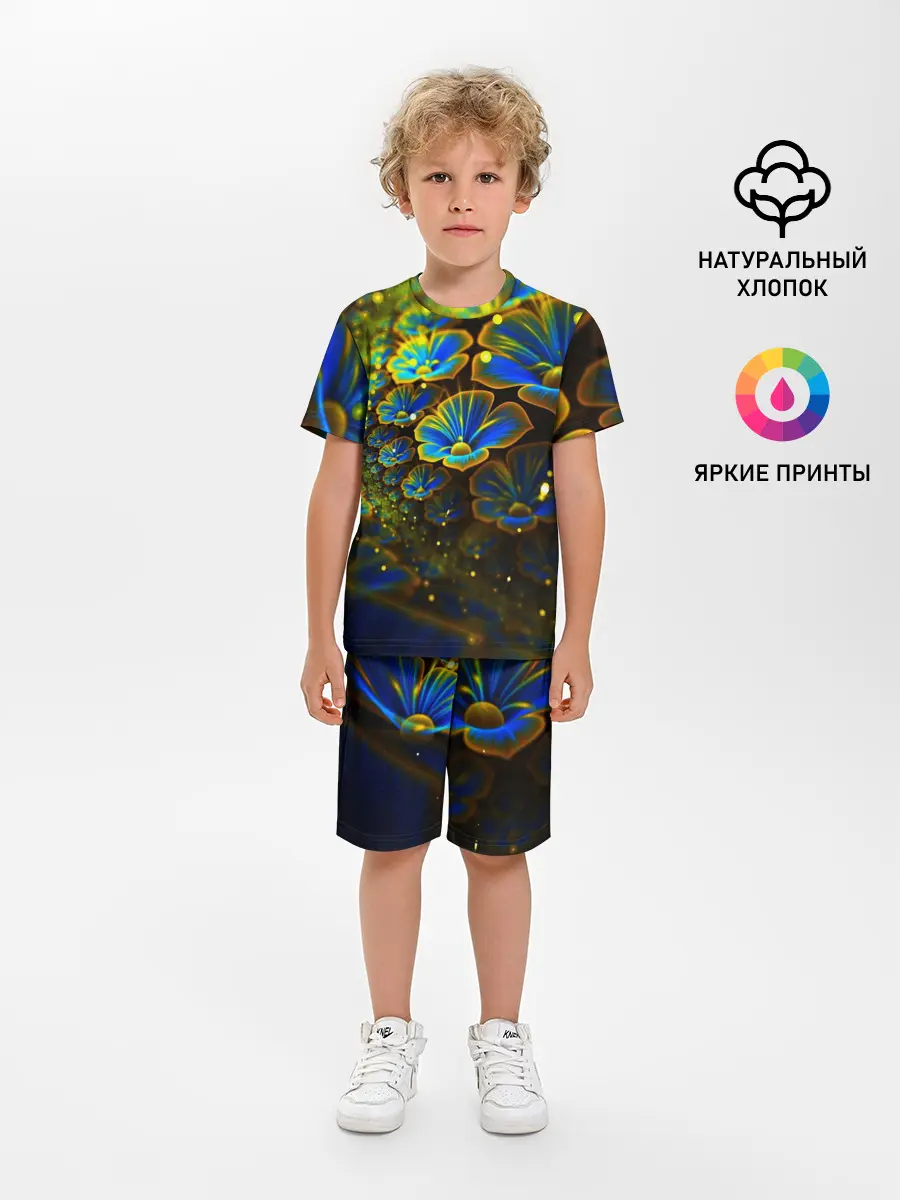Детская пижама с шортами / Ночные Цветочки