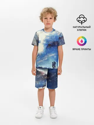 Детская пижама с шортами / Ёжик в космосе