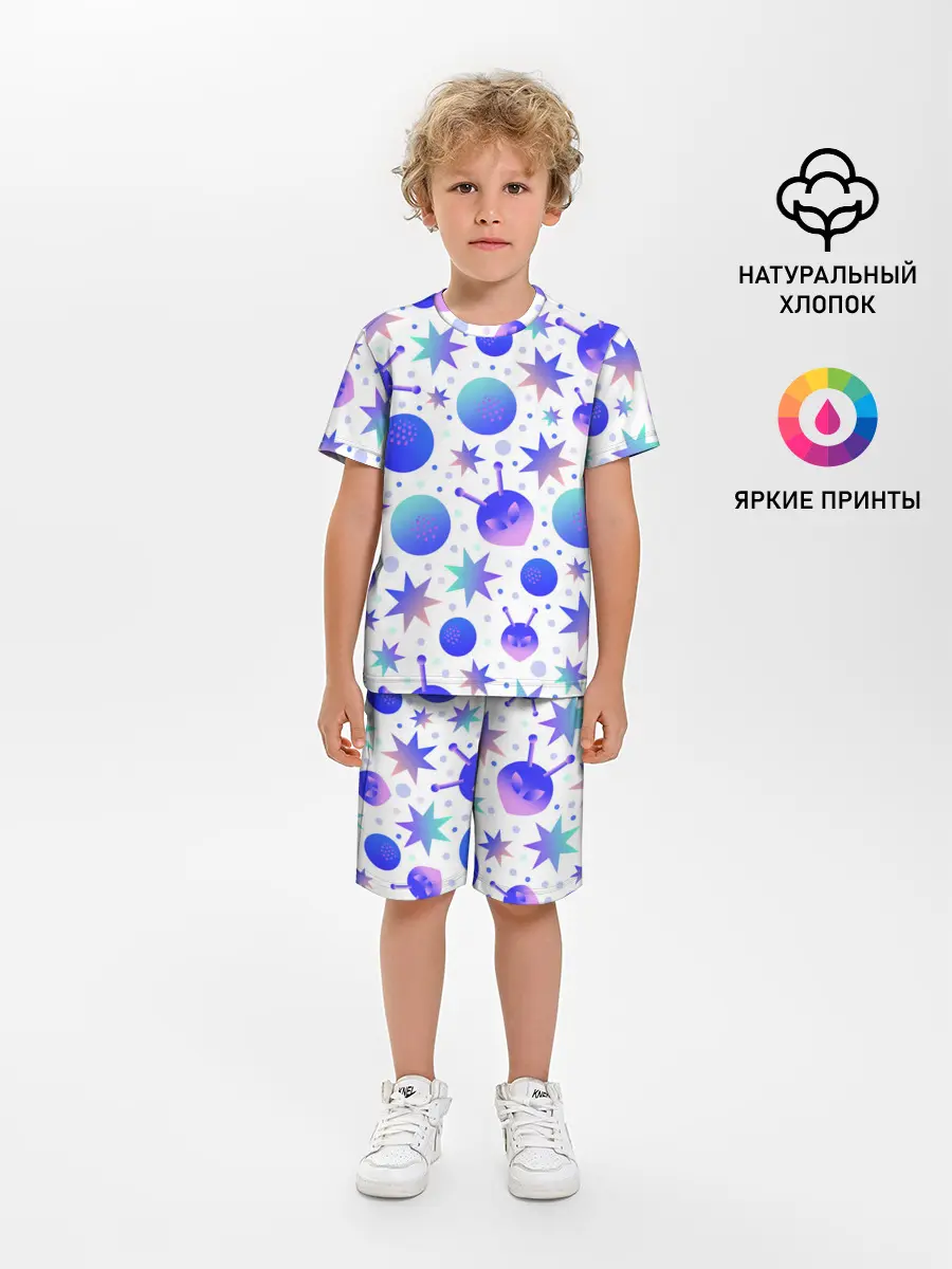 Детская пижама с шортами / Яркая галактика