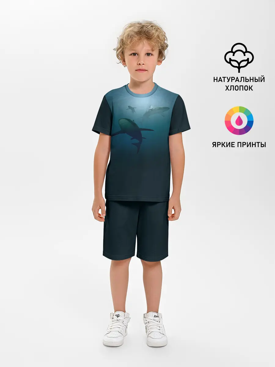 Детская пижама с шортами / Акулы