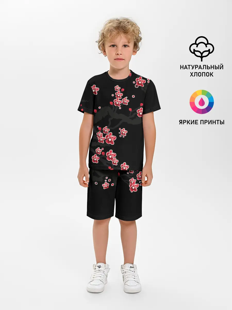 Детская пижама с шортами / САКУРА ЦВЕТЁТ И БЛАГАУХАЕТ