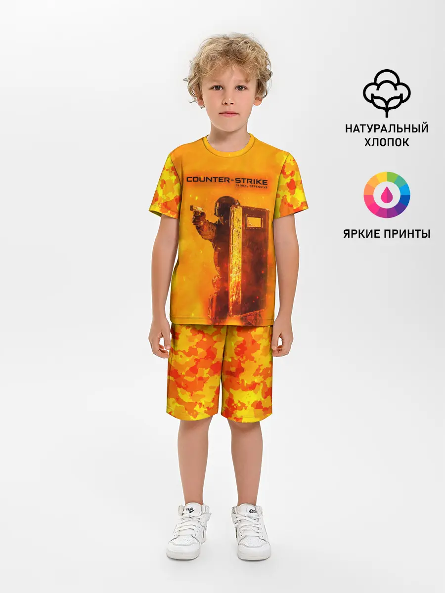 Детская пижама с шортами / CS GO FIRE | КС ГО