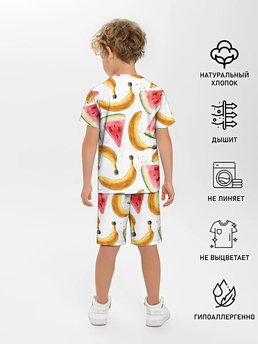 Детская пижама с шортами / Летний фреш арбуз банан