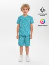 Детская пижама с шортами / Бирюзовая пиксель абстракция