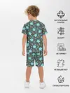 Детская пижама с шортами / Цветочный узор на темном фоне