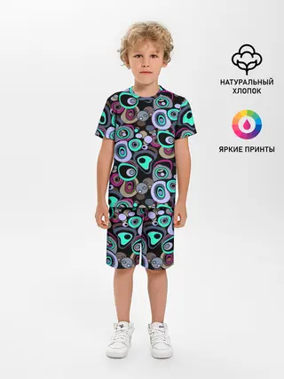 Детская пижама с шортами / Абстрактный узор ретро