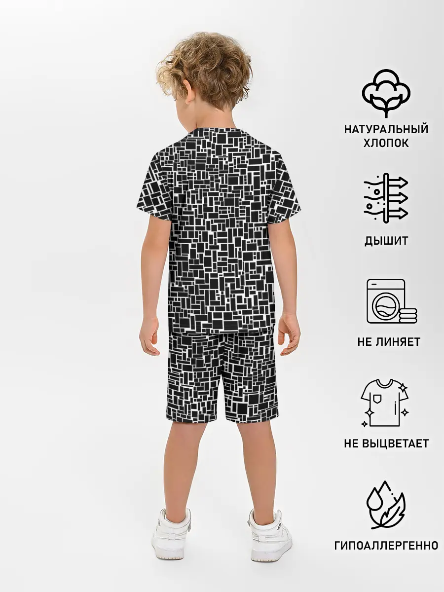 Детская пижама с шортами / Геометрия ЧБ.Black & white